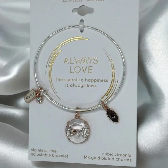 Unwritten Always Love Stainless Steel 14k Gold Plated Adjustable Bracelet NWT - Picture 4 of 6